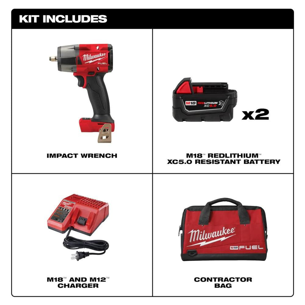 Milwaukee 2960-22R M18 FUEL 3/8 Mid-Torque Impact Wrench w/ Friction Ring Kit