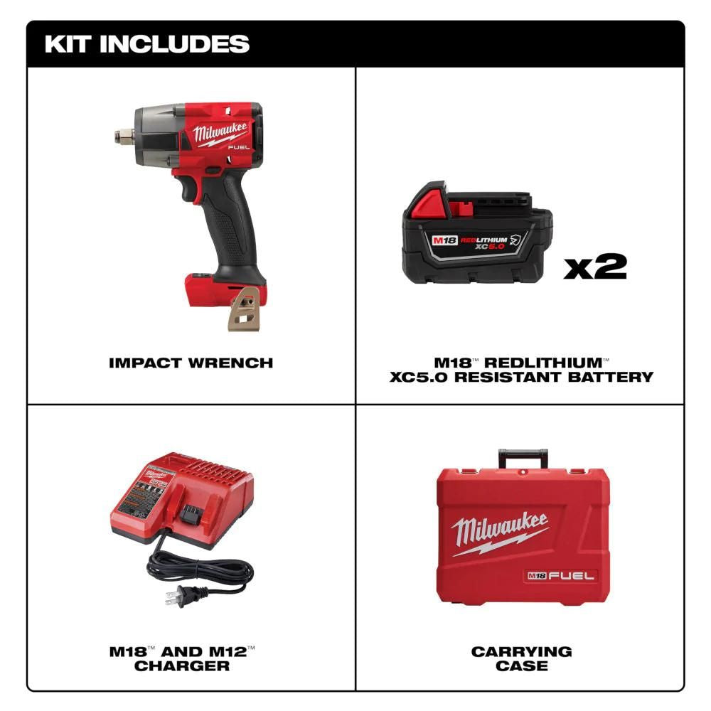 Milwaukee 2962-22R M18 FUEL 1/2 Mid-Torque Impact Wrench w/ Friction Ring Kit