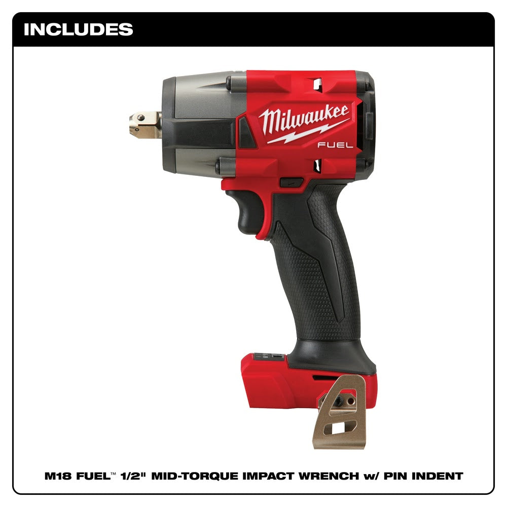 Milwaukee 2962P-20 M18 FUEL™ 1/2 Mid-Torque Impact Wrench w/ Pin Detent, Bare Tool