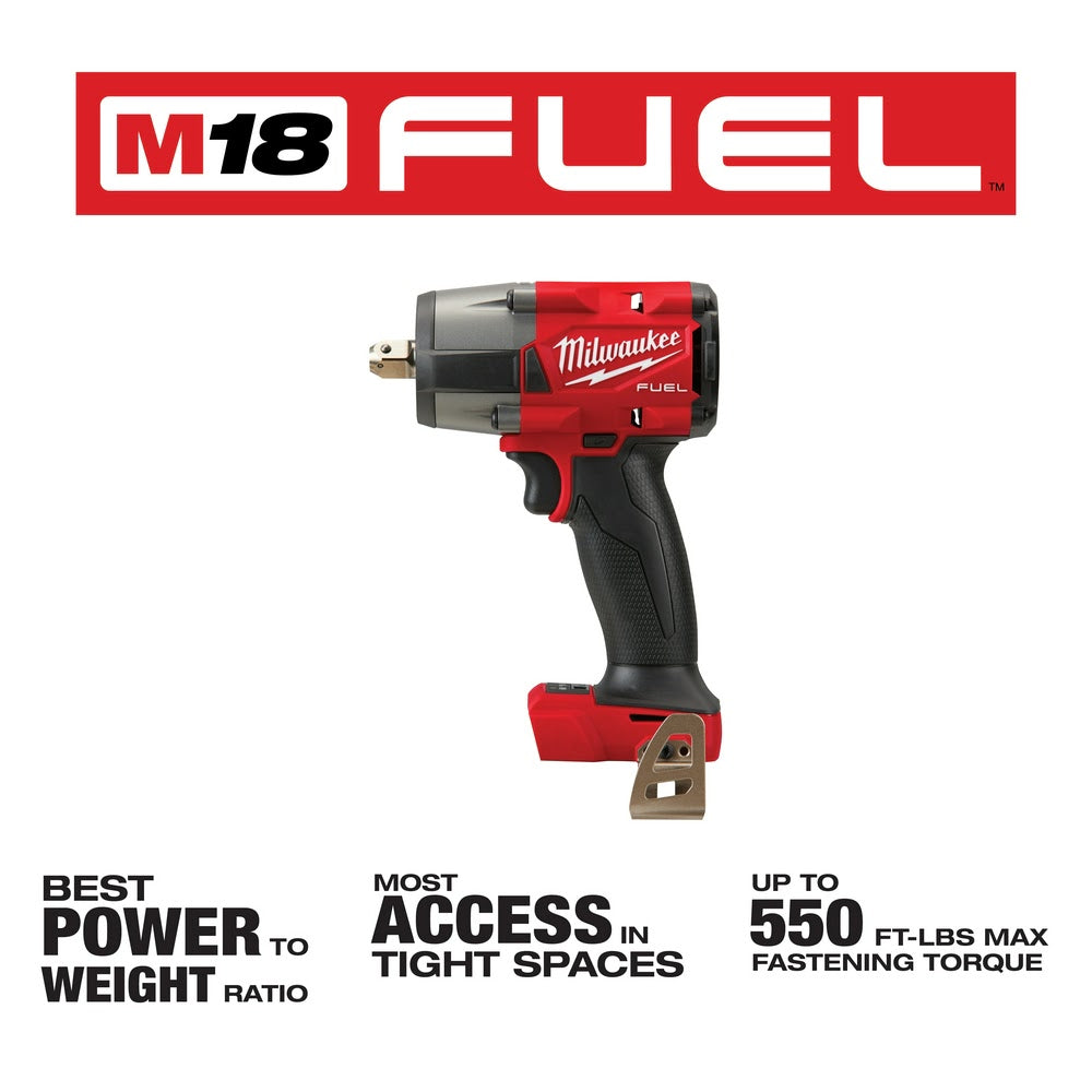 Milwaukee 2962P-20 M18 FUEL™ 1/2 Mid-Torque Impact Wrench w/ Pin Detent, Bare Tool