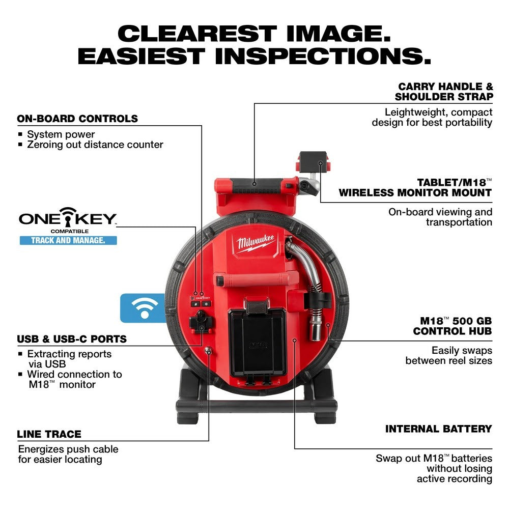 Milwaukee 2972-20 M18 100 Flexible Pipeline Inspection Reel
