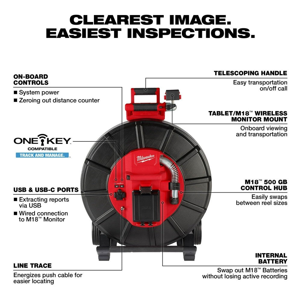 Milwaukee 2976-22 M18 325’ Stiff Pipeline Inspection System