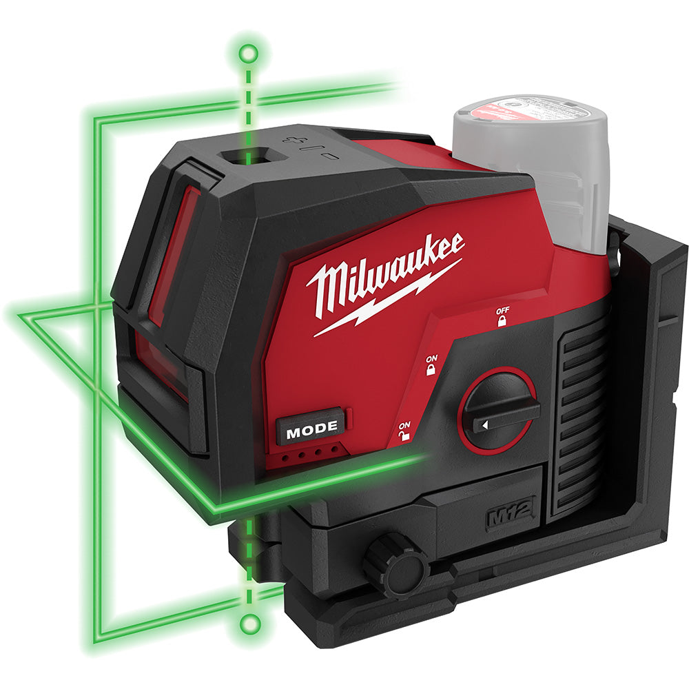 Milwaukee 3622-20 M12™ Green Cross Line and Plumb Points Laser