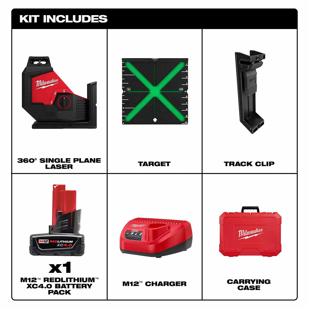 Milwaukee 3631-21 M12 Green Single Plane Laser Kit