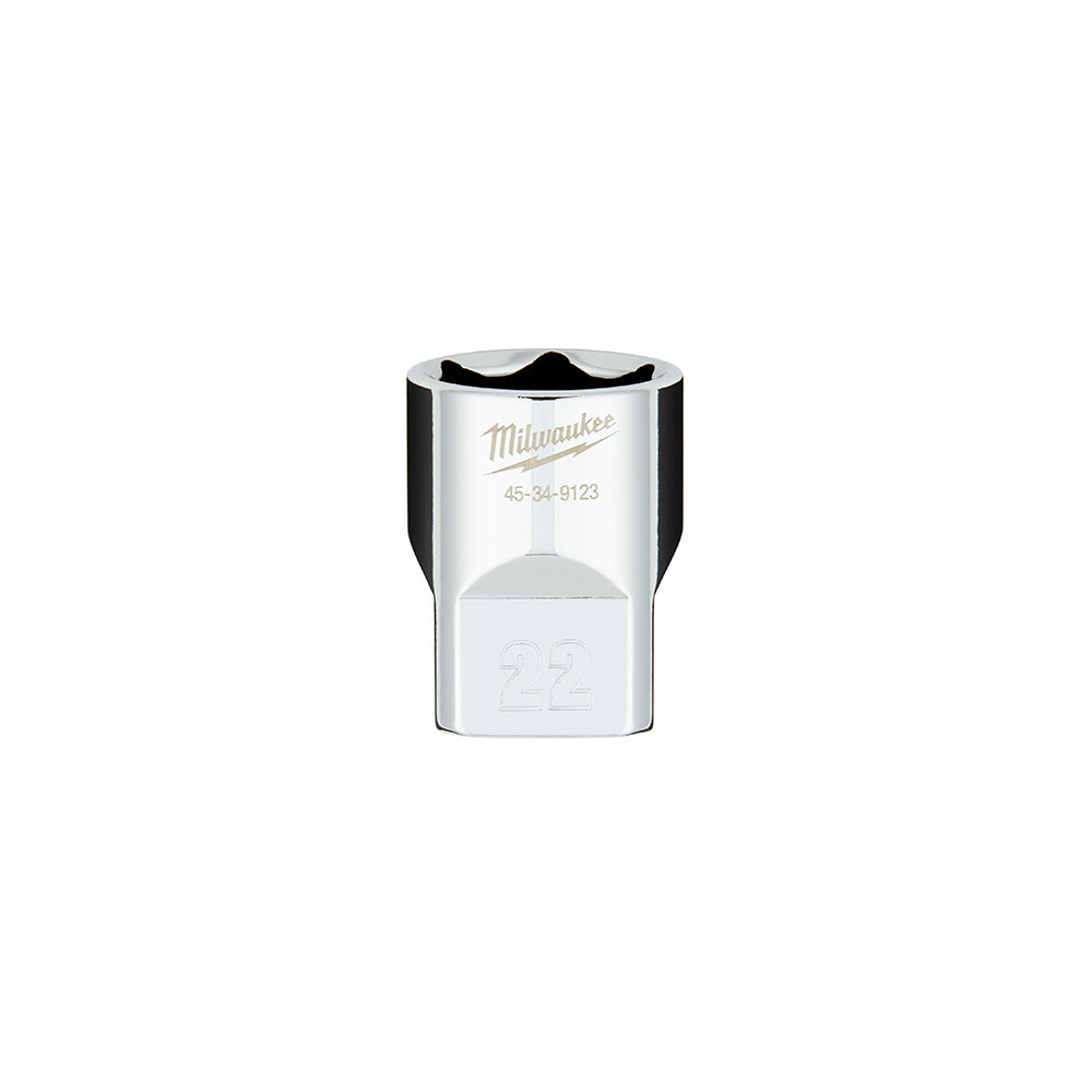 Milwaukee 45-34-9123 1/2 Drive 22mm Metric 6-Point Socket with FOUR FLAT™ Sides