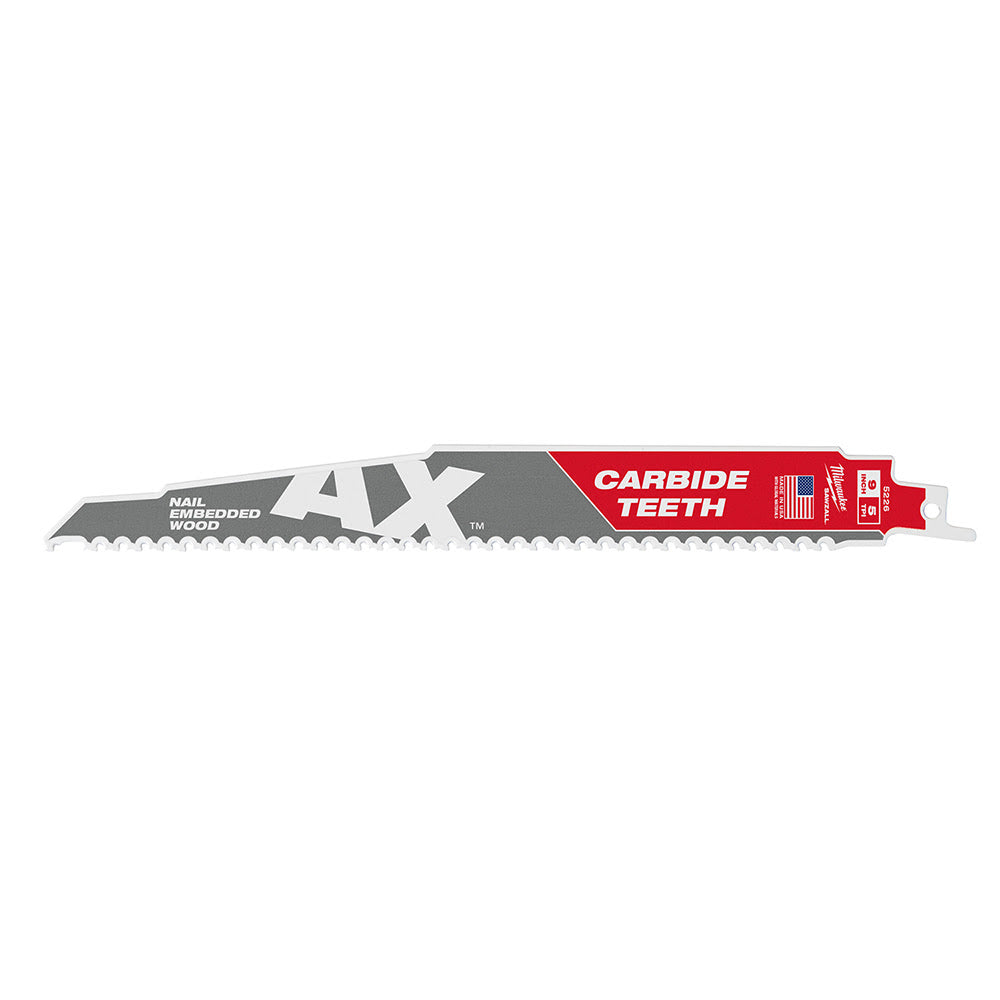 Milwaukee 48-00-5226 AX Sawzall Blade with Carbide Teeth, 9 5TPI