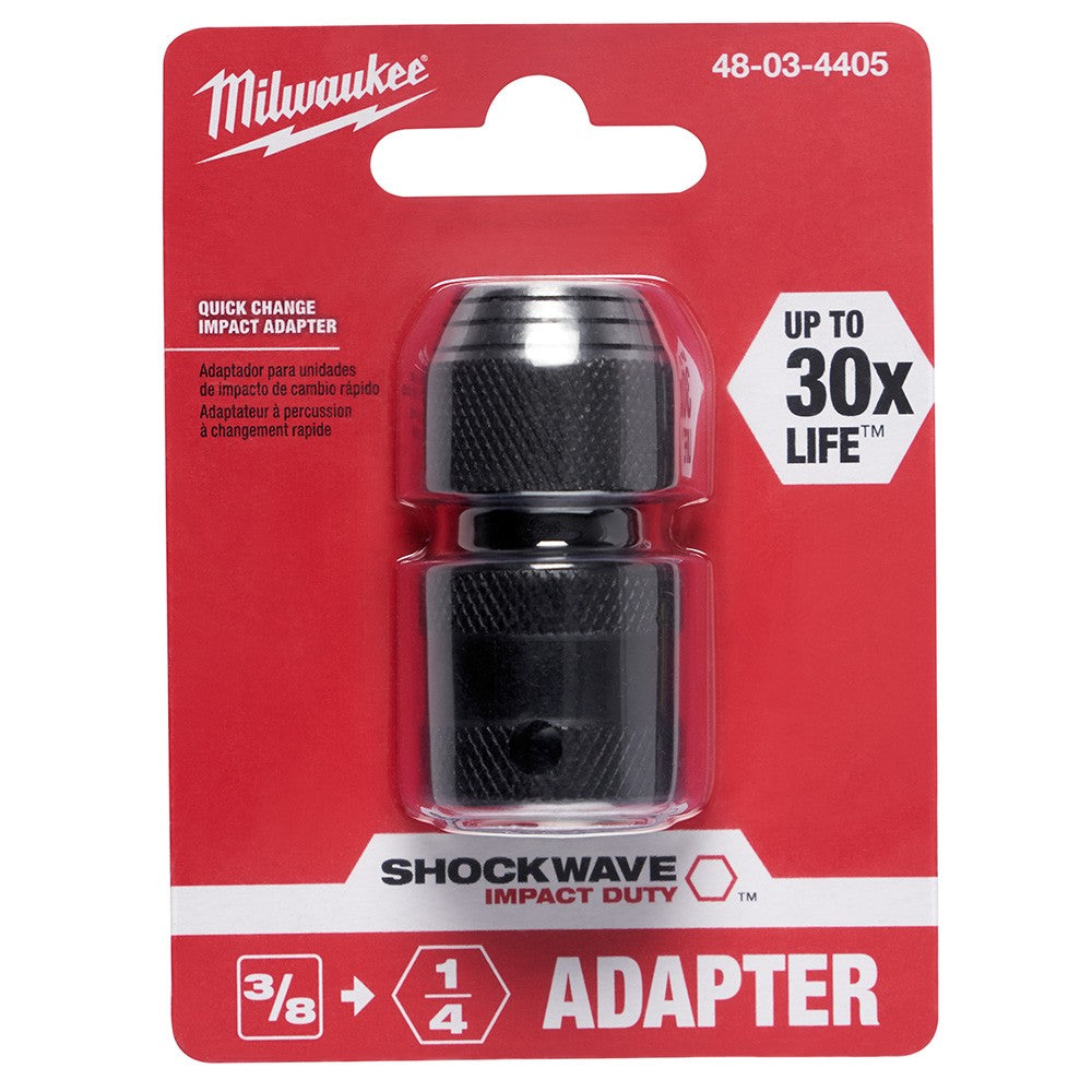 Milwaukee 48-03-4405 3/8 Square x 1/4 Hex Shockwave Hex Adapter