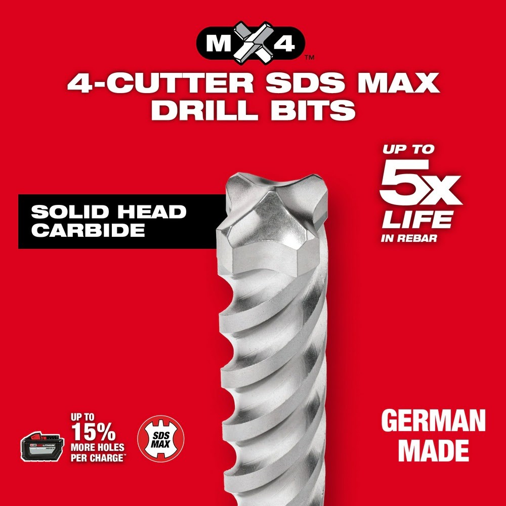 Milwaukee 48-20-7662 6pc. SDS Plus MX4 4-Cutter & Chisel Kit