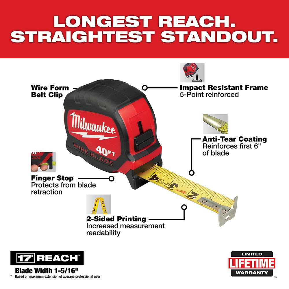 Milwaukee 48-22-0240 40 Wide Blade Tape Measure