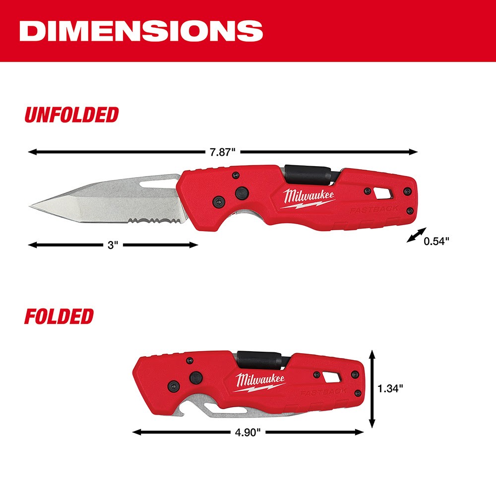 Milwaukee 48-22-1540 FASTBACK 5-in-1 Folding Pocket Knife