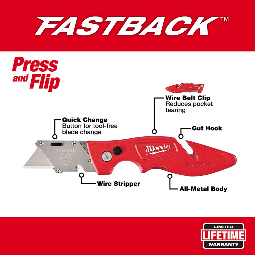 Milwaukee 48-22-1901 Fastback Flip Open Utility Knife