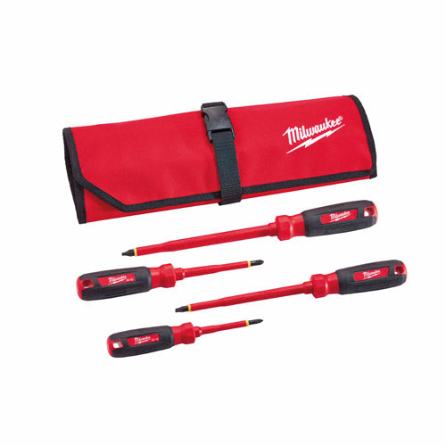 Milwaukee 48-22-2204 4Pc 1000V Insulated Screwdriver Set w/ Roll Pouch