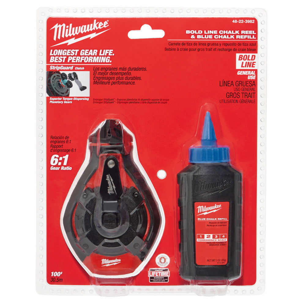 Milwaukee 48-22-3982 100 Bold Line Chalk N Reel w/ Blue