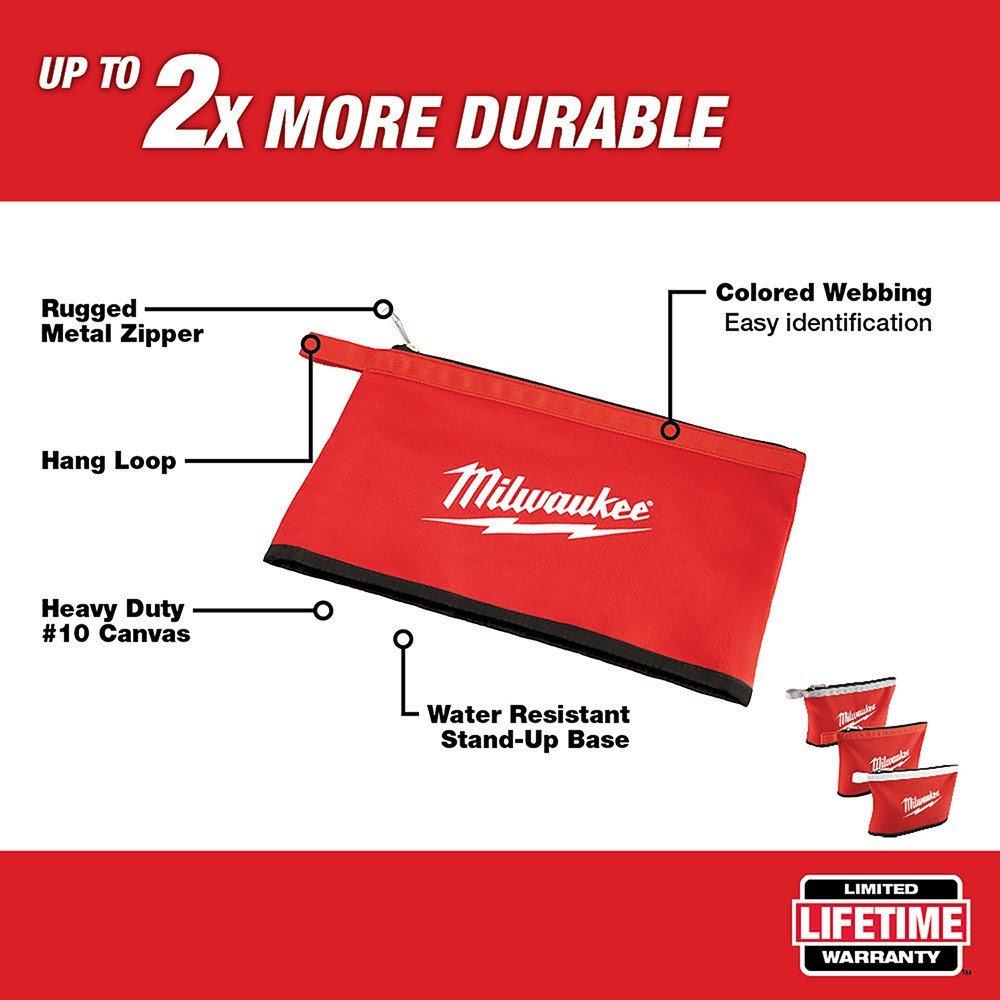 Milwaukee 48-22-8193 3Pk Colored Zippered Pouches