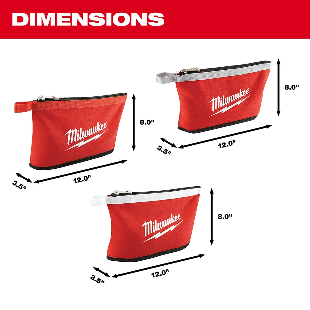 Milwaukee 48-22-8193 3Pk Colored Zippered Pouches