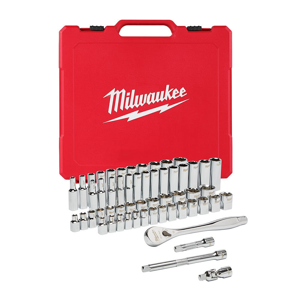 Milwaukee 48-22-9008 3/8 Drive 56 Piece Ratchet & Socket Set - SAE & Metric
