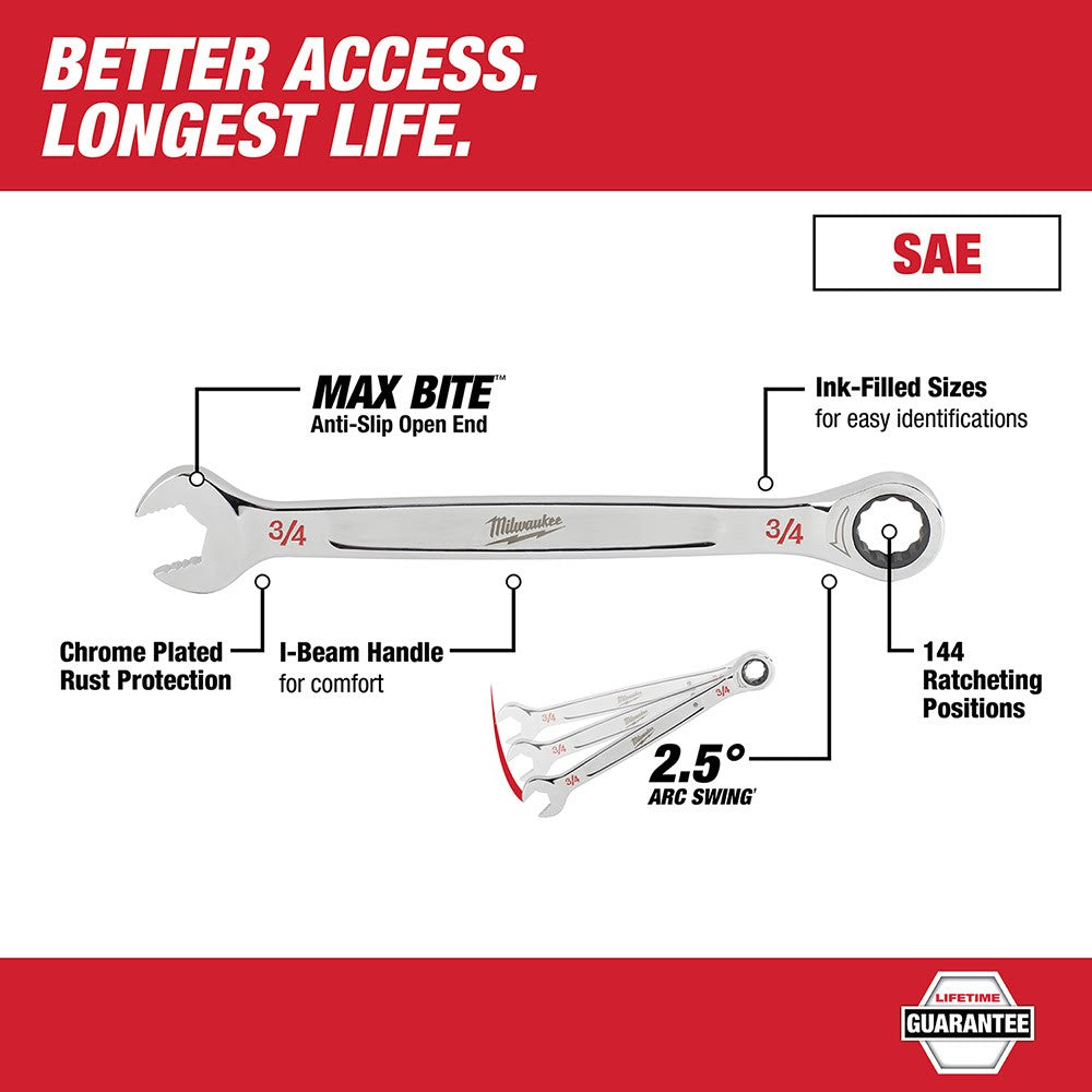 Milwaukee 48-22-9406 7 Piece Ratcheting Combination Wrench Set - SAE