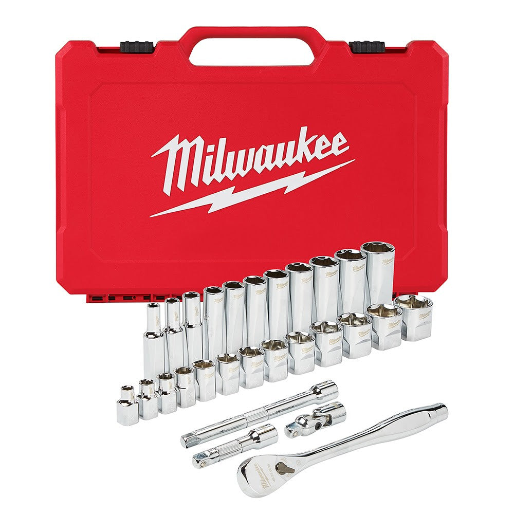 Milwaukee 48-22-9408 3/8 Drive 28 Piece Ratchet & Socket Set- SAE