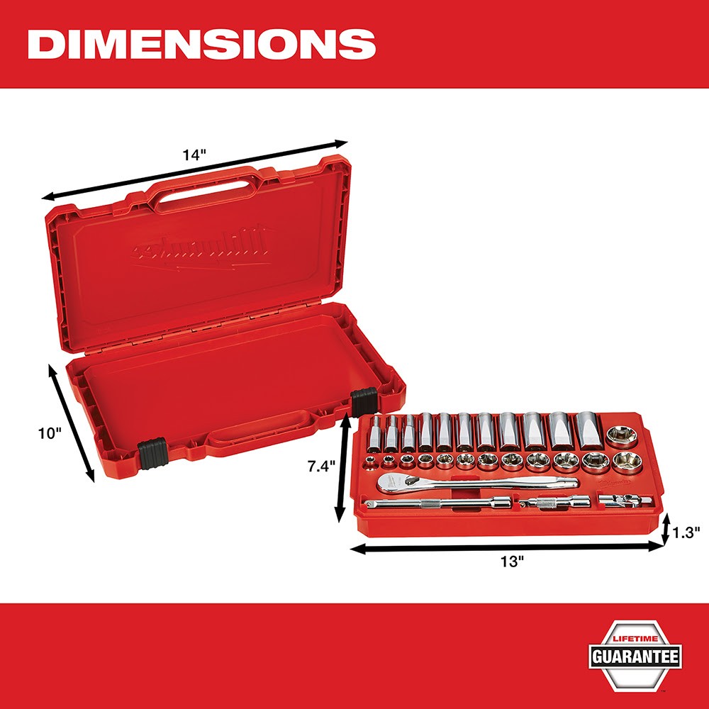 Milwaukee 48-22-9408 3/8 Drive 28 Piece Ratchet & Socket Set- SAE