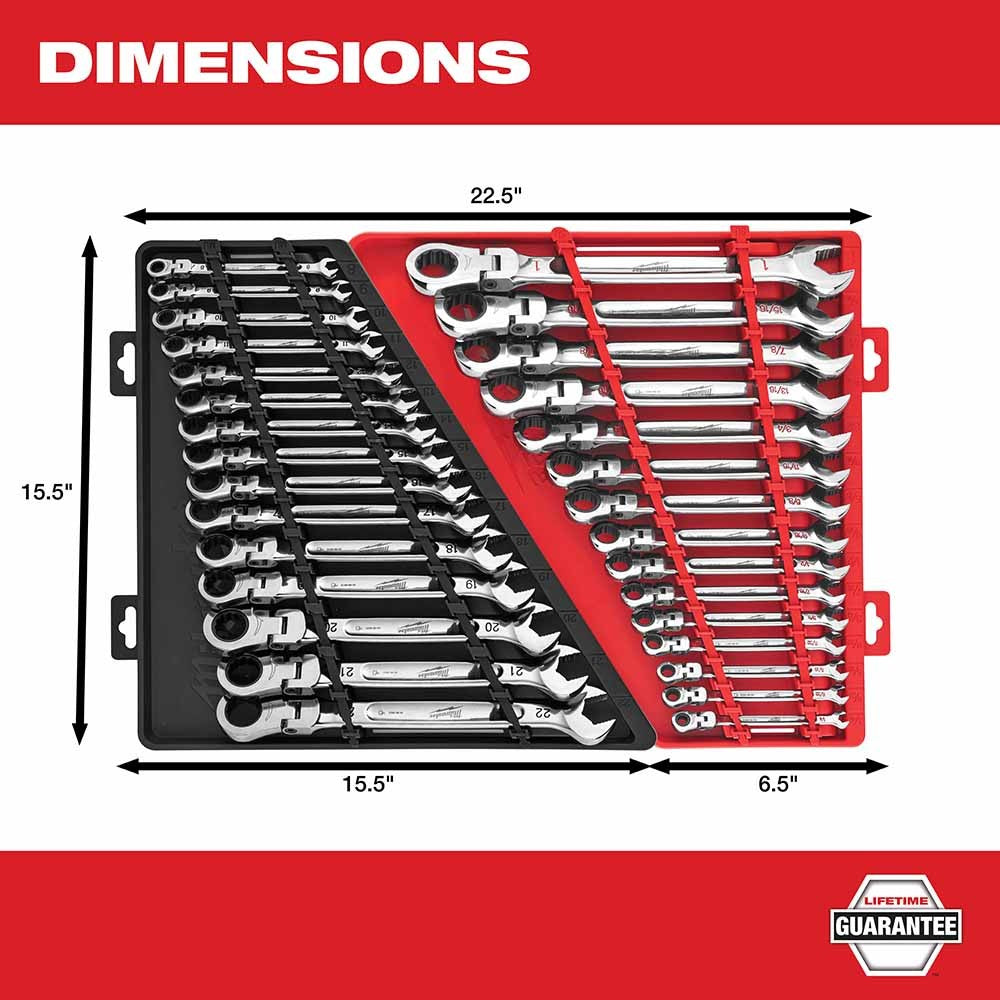 Milwaukee 48-22-9413 15Pc Flex Head Ratcheting Wrench Set - SAE