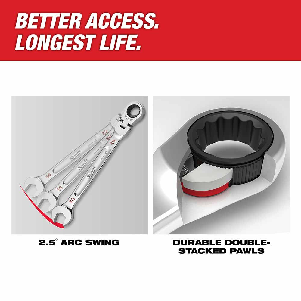 Milwaukee 48-22-9413 15Pc Flex Head Ratcheting Wrench Set - SAE