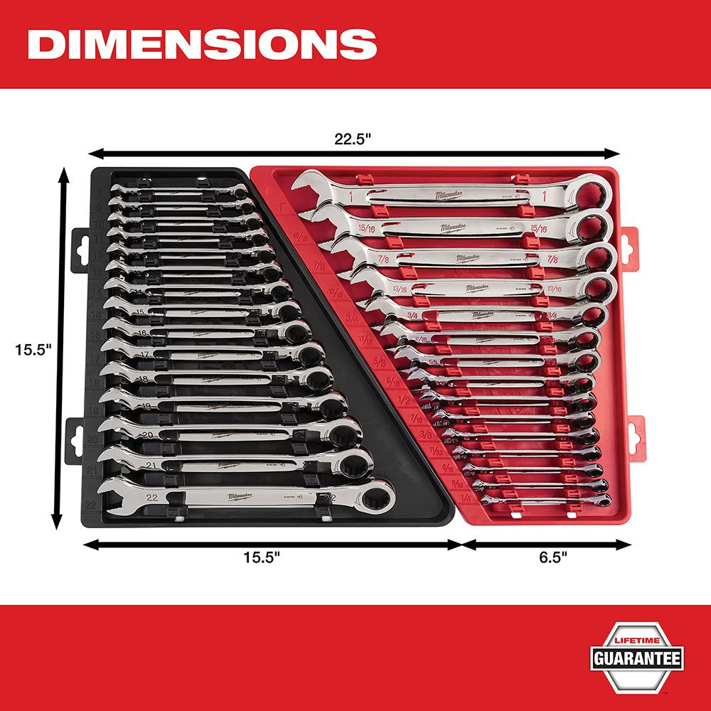 Milwaukee 48-22-9416 15 Piece Ratcheting Combination Wrench Set - SAE