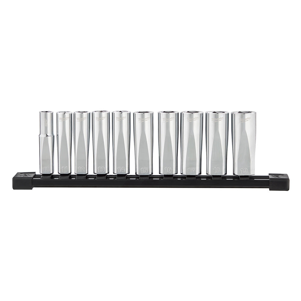 Milwaukee 48-22-9505 3/8 Drive 10Pc Deep Well Socket Set - Metric