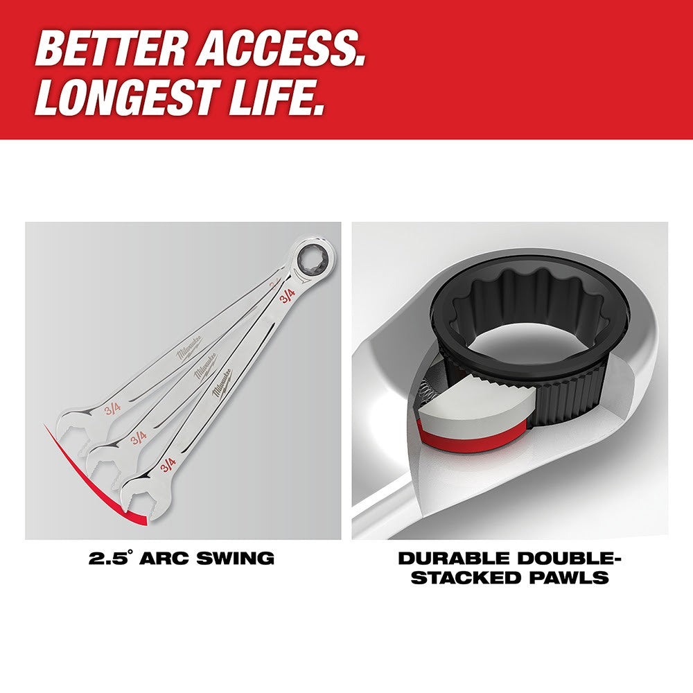 Milwaukee 48-22-9506 7 Piece Ratcheting Combination Wrench Set - Metric