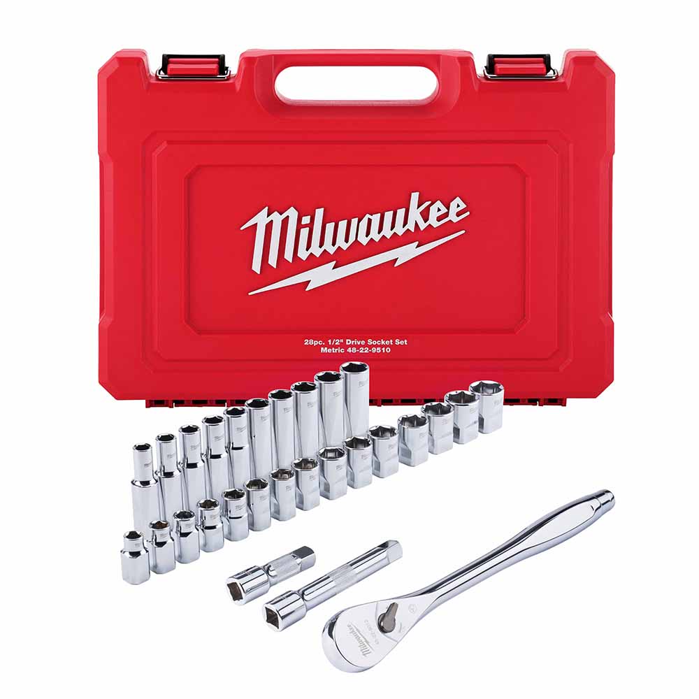 Milwaukee 48-22-9510 28Pc 1/2 Socket Wrench Set – Metric
