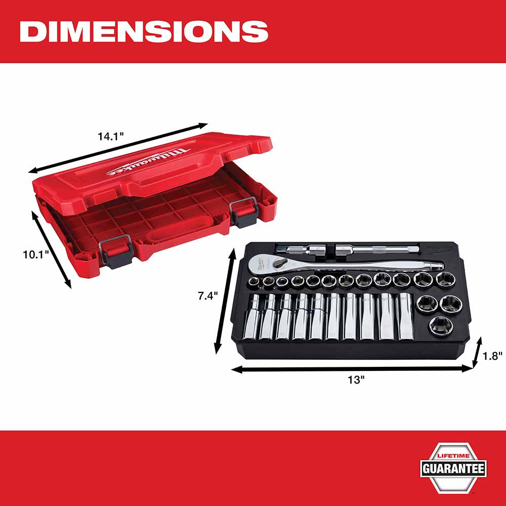 Milwaukee 48-22-9510 28Pc 1/2 Socket Wrench Set – Metric