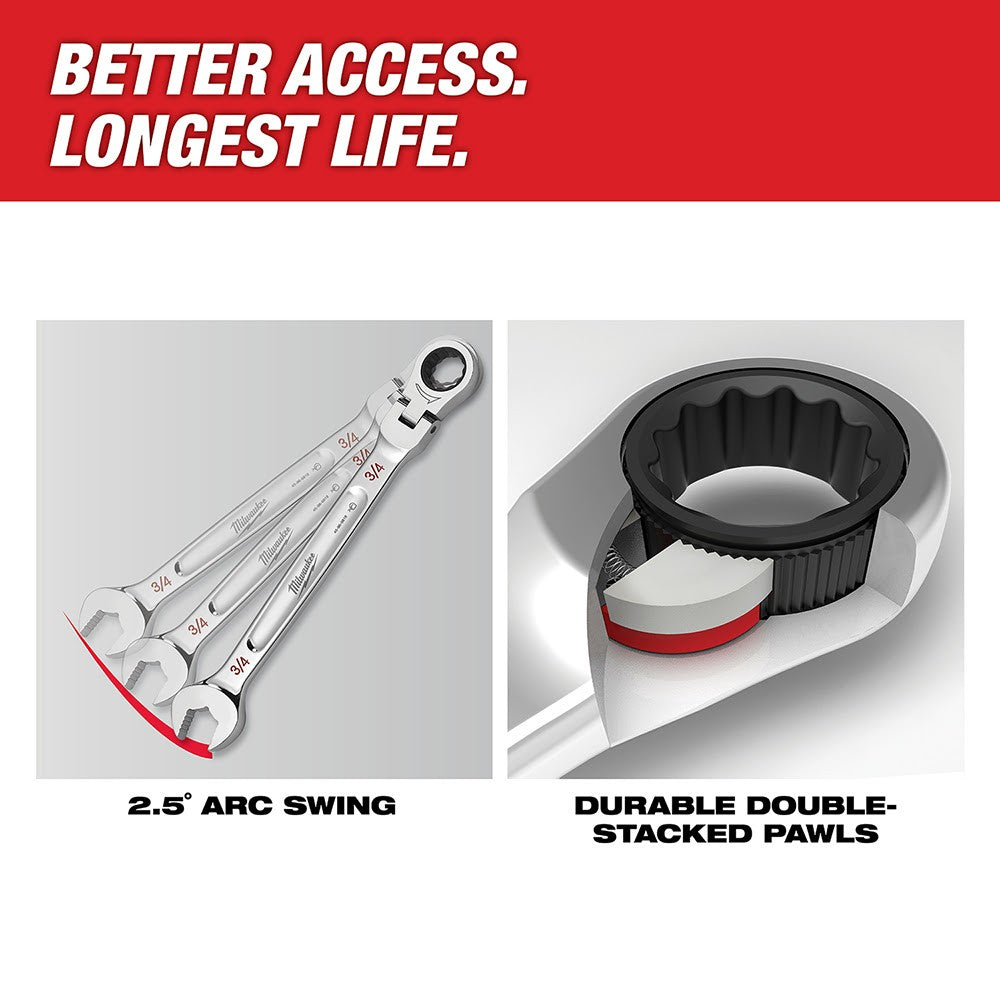 Milwaukee 48-22-9513 15pc Flex Head Ratcheting Wrench Set - Metric