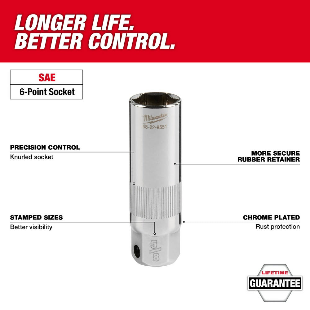 Milwaukee 48-22-9550 3/8 Drive 9/16 Spark Plug Socket