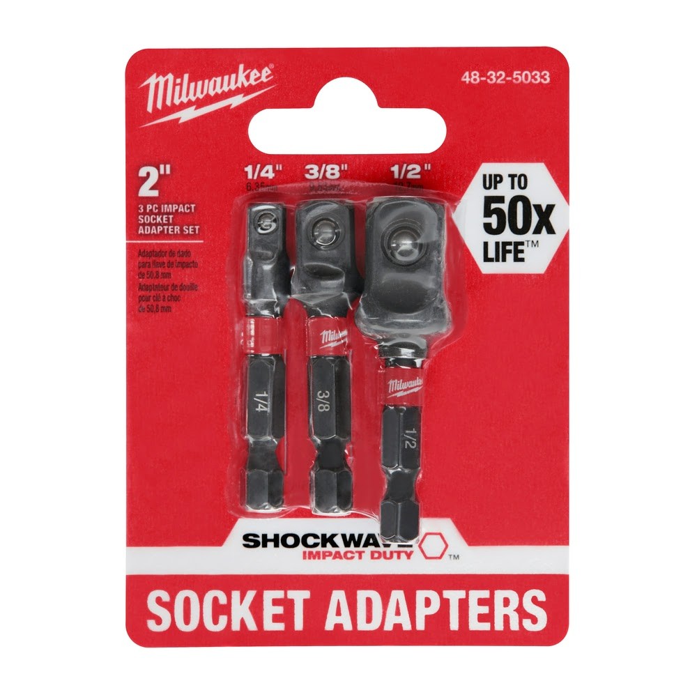 Milwaukee 48-32-5033 3Pc Socket Adapter (1/4, 3/8, 1/2)