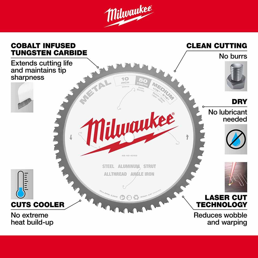 Milwaukee 48-40-4260 10 50T Metal CSB, 5/8