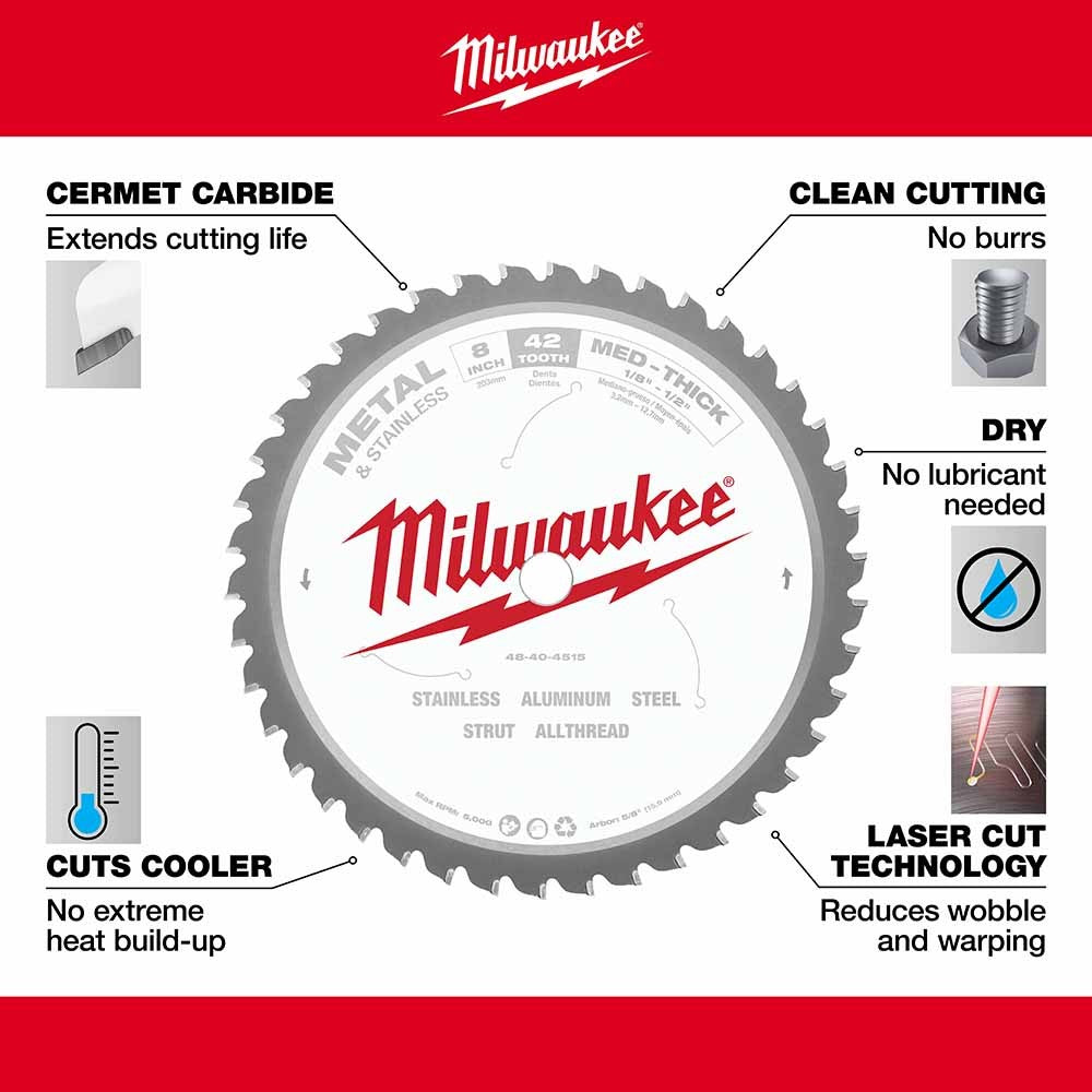 Milwaukee 48-40-4515 8 Metal Cutting Circular Saw Blade