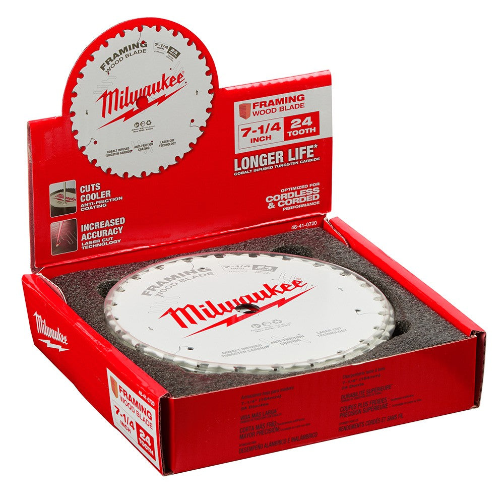 Milwaukee 48-41-0720 7-1/4 24T Framing Circular Saw Blades Bulk 10
