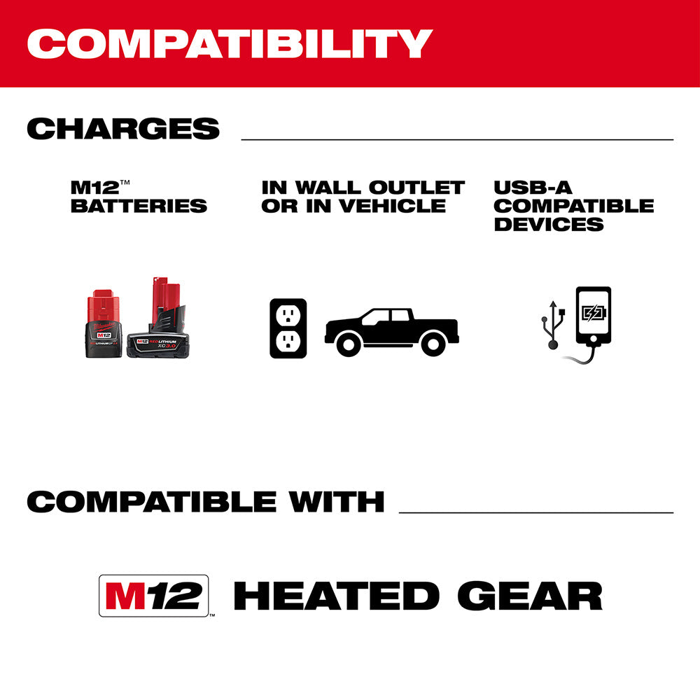 Milwaukee 48-59-1201 M12 Charger and Portable Power Source