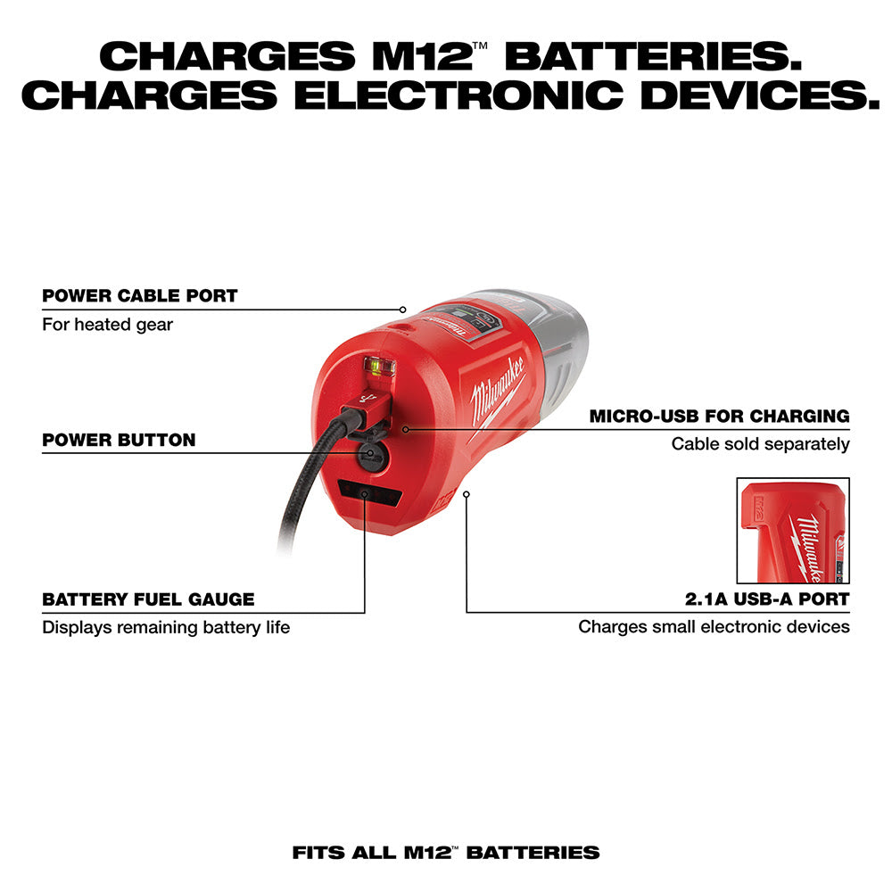Milwaukee 48-59-1201 M12 Charger and Portable Power Source