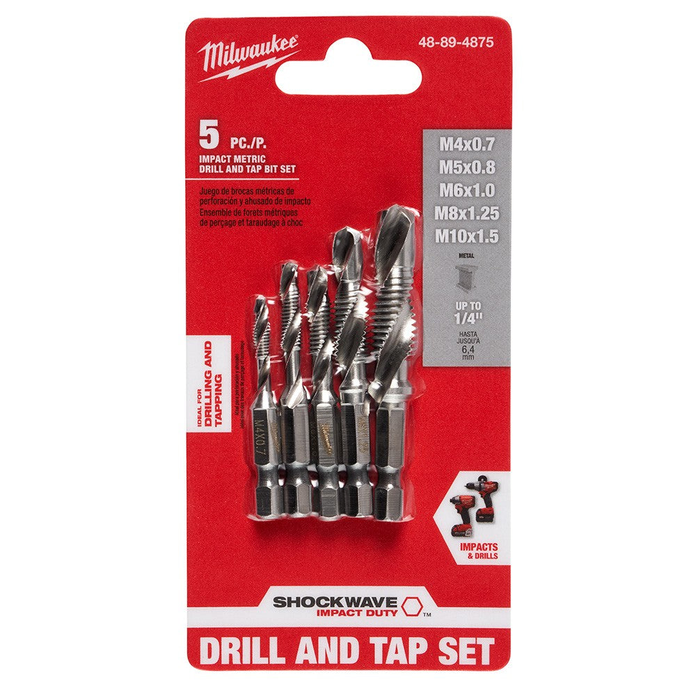 Milwaukee 48-89-4875 SHOCKWAVE 5Pc Metric Impact Drill Tap Set