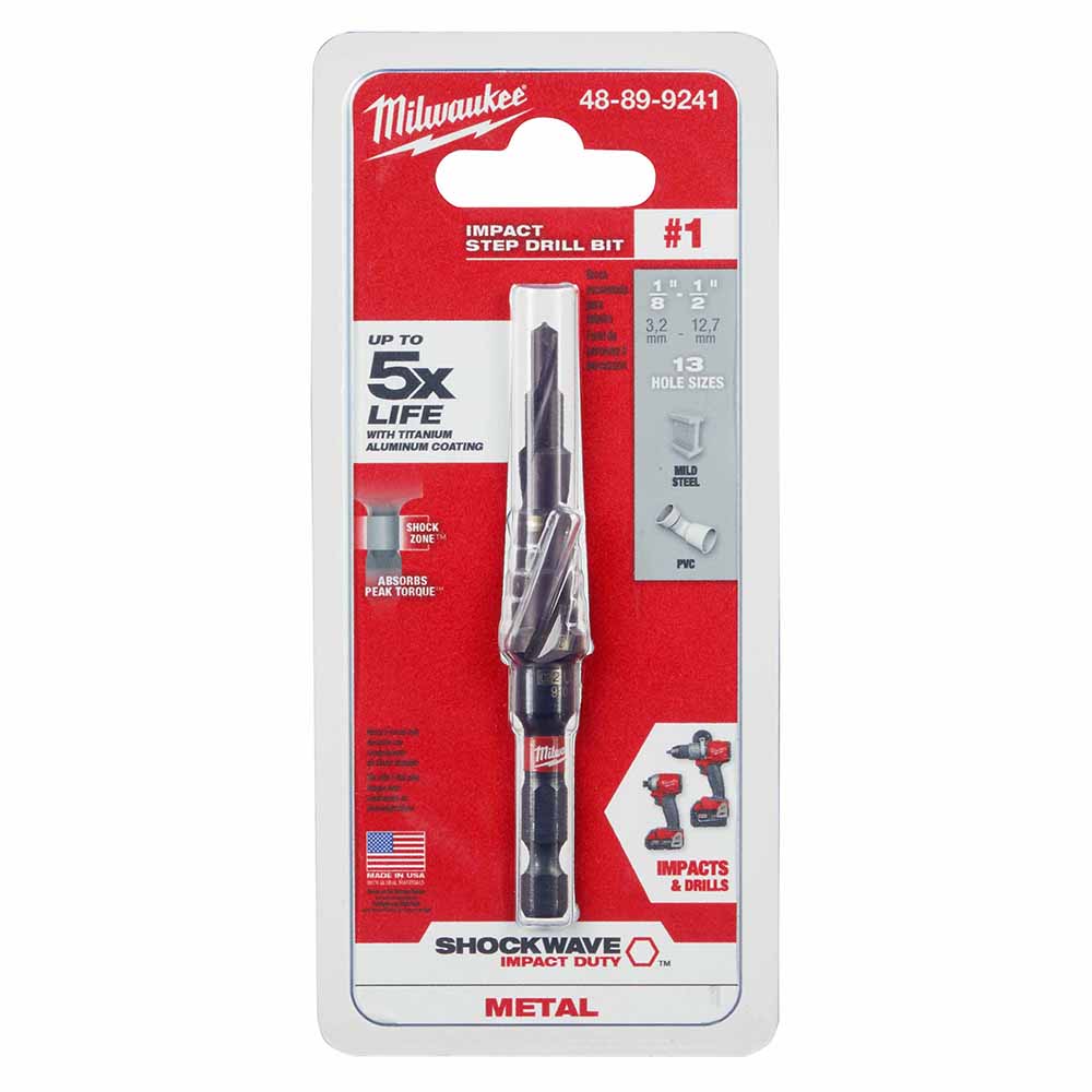 Milwaukee 48-89-9241 SHOCKWAVE Impact Duty Step Bit #1 1/8 - 1/2