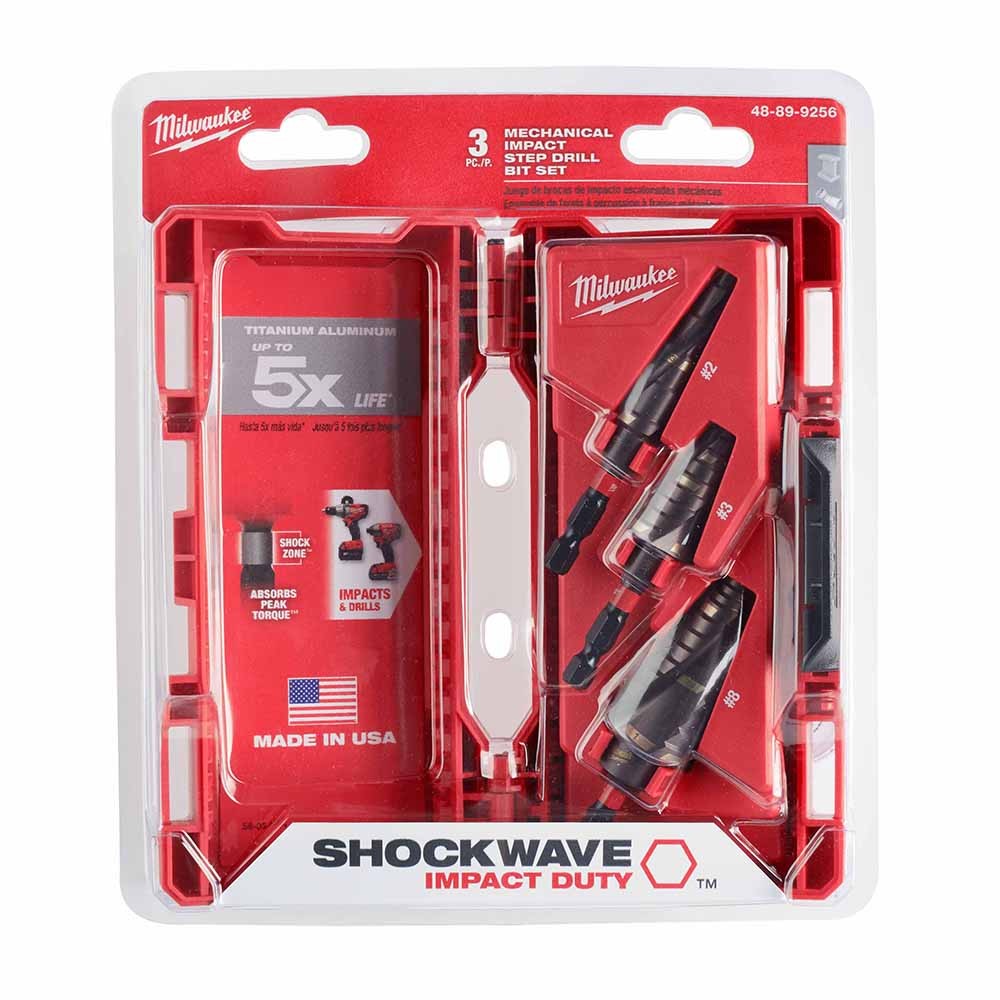 Milwaukee 48-89-9256 SHOCKWAVE Impact Duty Step Bit Mechanical Set (#2, #3, #8)