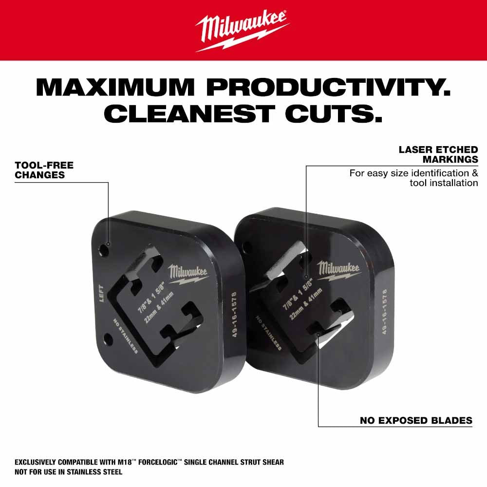 Milwaukee 49-16-1578 7/8 & 1-5/8 x 1-5/8 Combination Strut Shearing Dies
