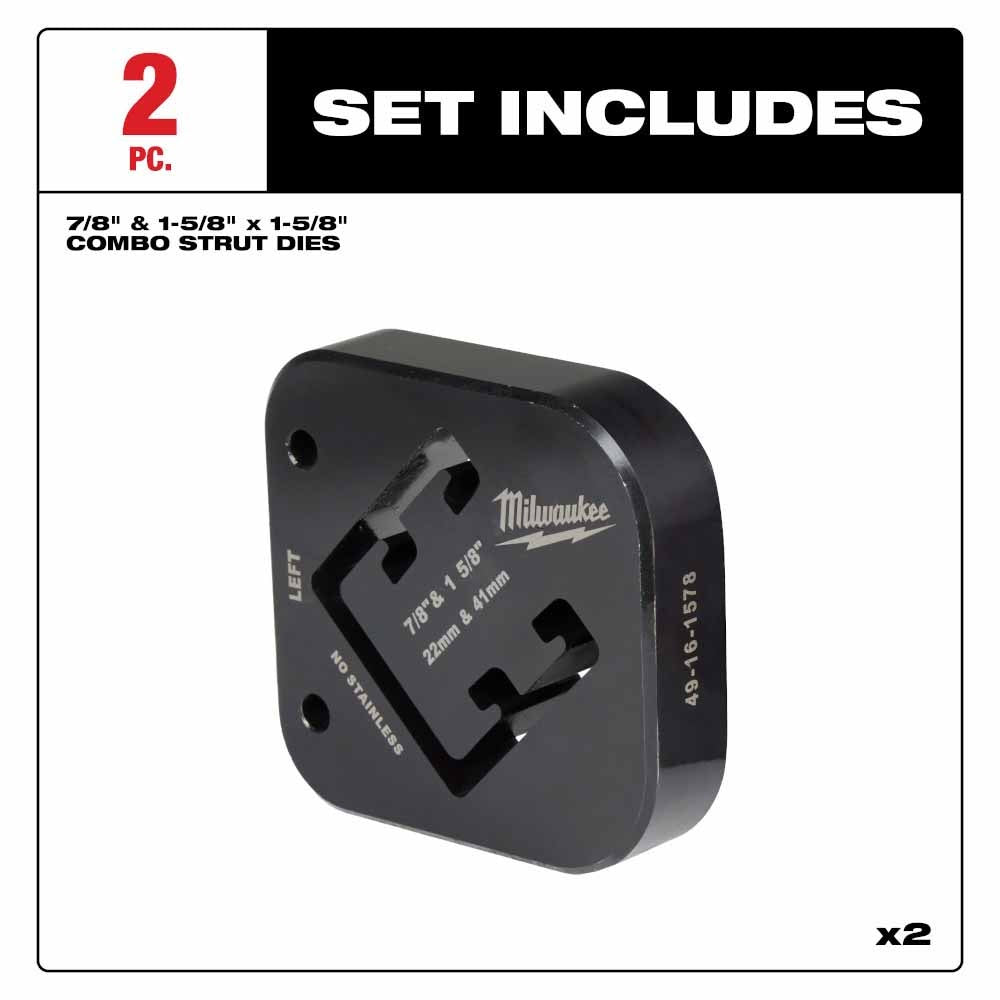 Milwaukee 49-16-1578 7/8 & 1-5/8 x 1-5/8 Combination Strut Shearing Dies