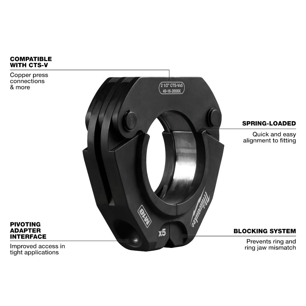 Milwaukee 49-16-2656X 2-1/2 CTS-V Pivoting Press Ring for M18 FORCE LOGIC Press Tools
