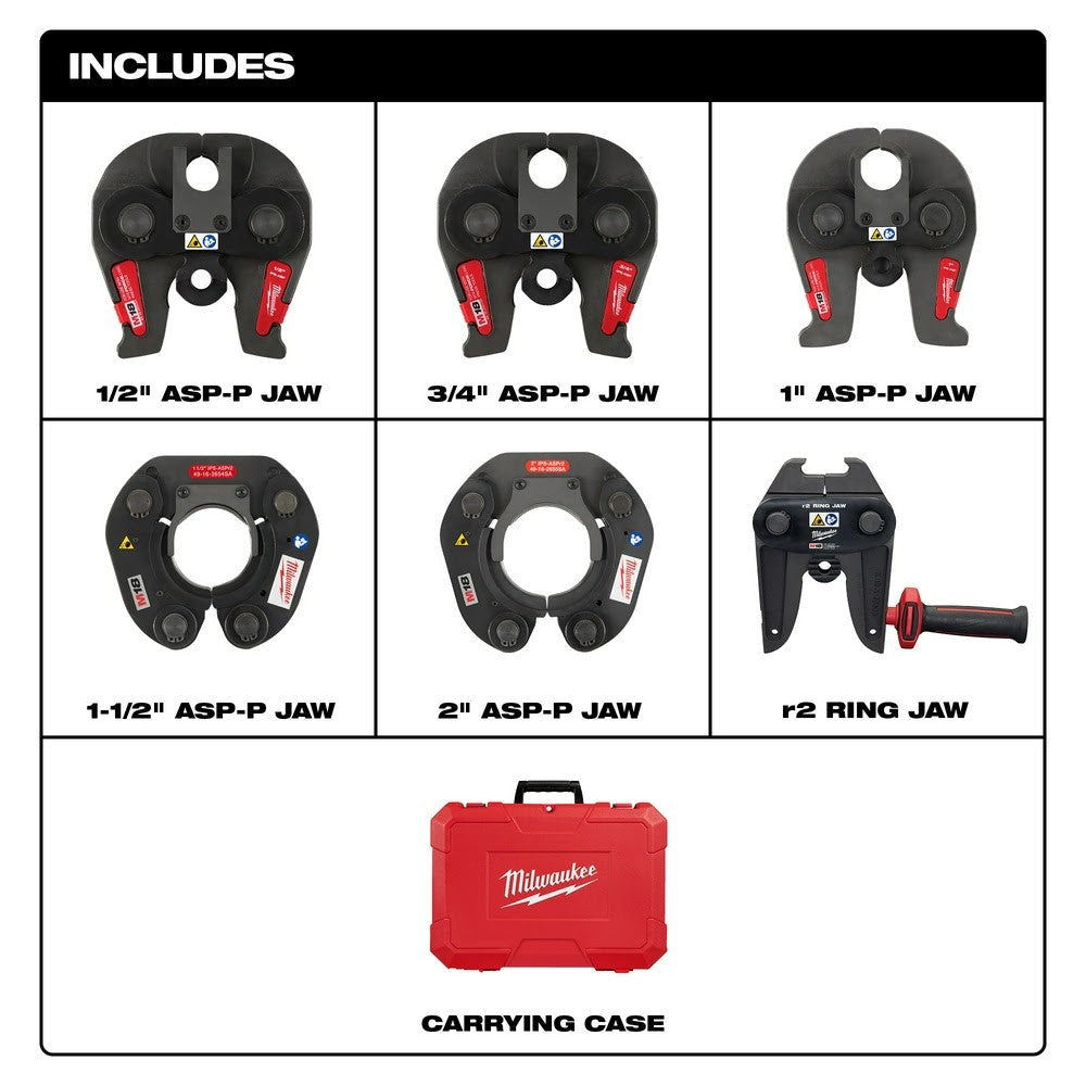 Milwaukee 49-16-2691SA 1/2 – 2 IPS-ASP Press Jaw & Ring Kit for M18 FORCE LOGIC Long Throw Press Tool