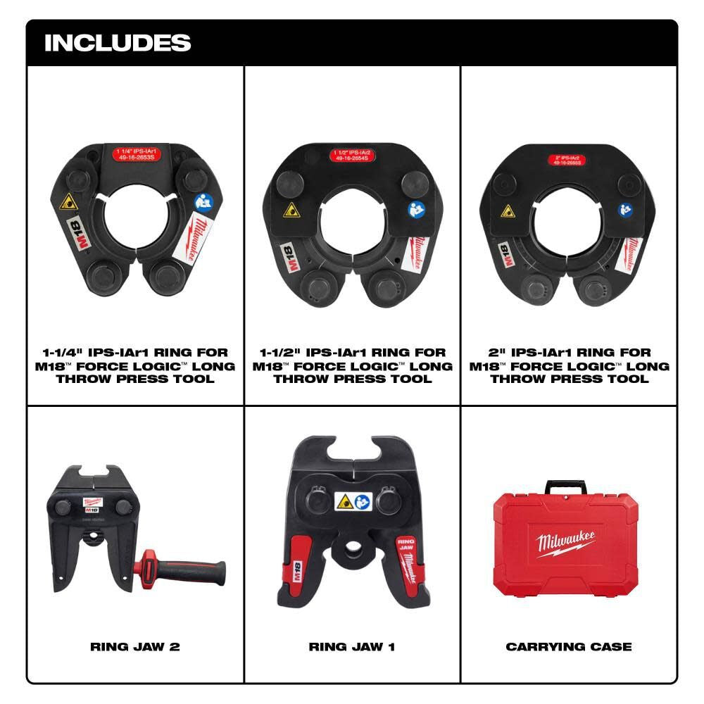 Milwaukee 49-16-2691S 1-1/4-2 IPS-IA Press Ring Kit for M18 FORCE LOGIC Long Throw Press Tool