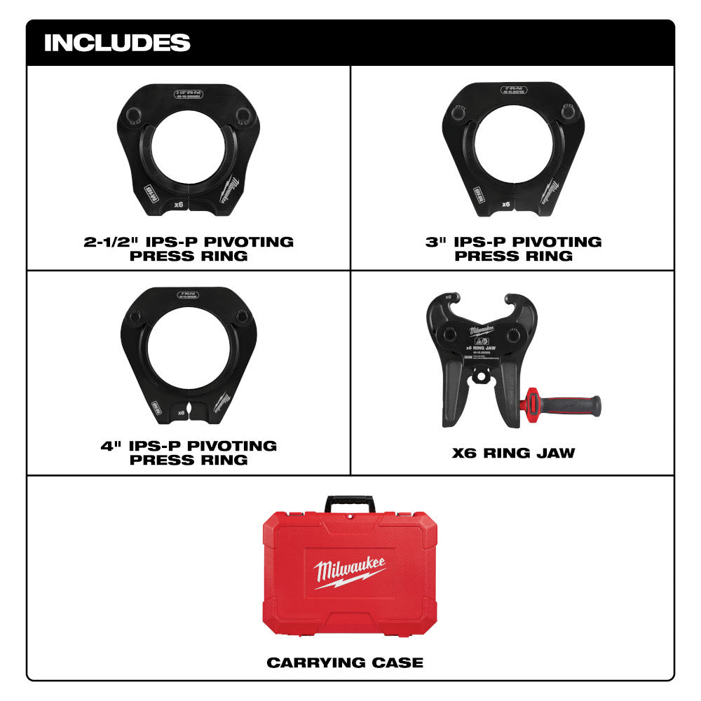 Milwaukee 49-16-2698X 2-1/2- 4 IPS-P Pivoting Press Ring Kit for M18 FORCE LOGIC Throw Press Tool