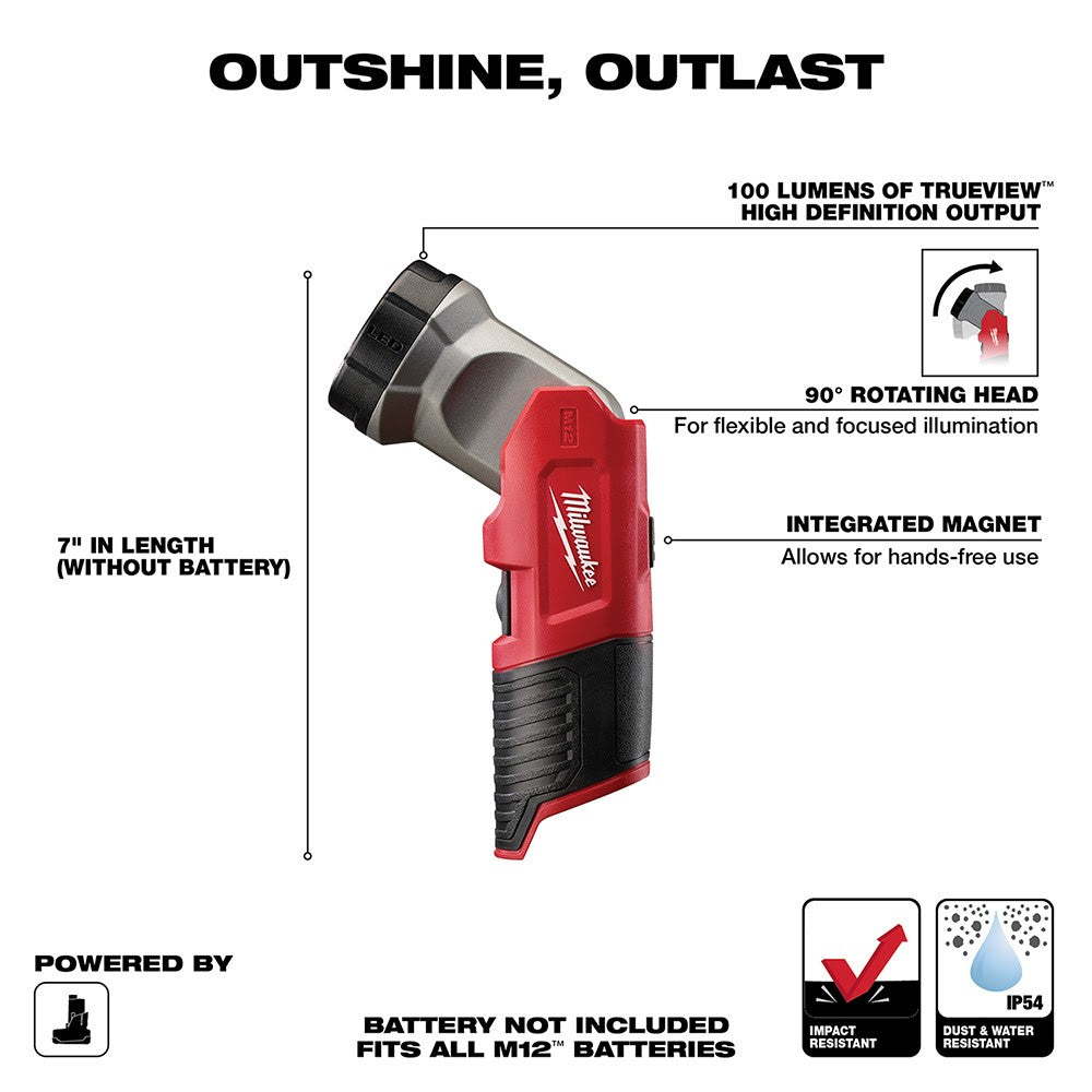 Milwaukee 49-24-0146 M12 LED Work Light, Bare Tool