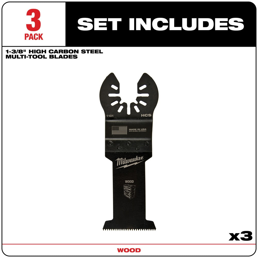 Milwaukee 49-25-1103 Milwaukee® OPEN-LOK™ 1-3/8 HCS WOOD BLADES 3PK