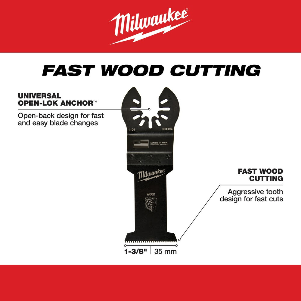 Milwaukee 49-25-1103 Milwaukee® OPEN-LOK™ 1-3/8 HCS WOOD BLADES 3PK